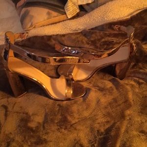 Rose gold colored squared heels